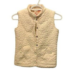Billabong Billy Quilted Vest Girl's Medium Cream Button Up Fleece LIned Spring